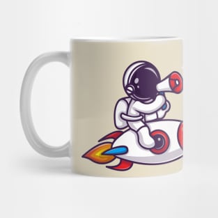 Astronaut Riding Rocket With Speaker Cartoon Mug